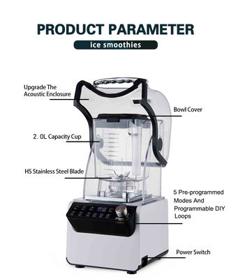 1800W Motor Commercial Blender 72 Oz Container Ideal for Frozen Drinks and Smoothies