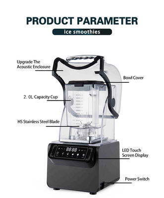 1800W Plastic Housing Ice Drinks Smoothie Blender For Restaurant 65db