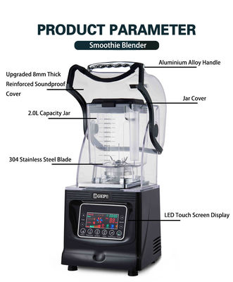 Professional Food Processing Blender with 8mm Thick Soundproof Cover and 220V Voltage
